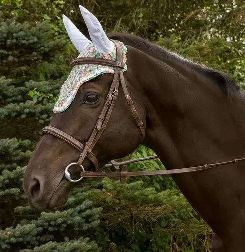 Equine Couture Rainbow Fly Bonnet with Crystals vliegenmuts