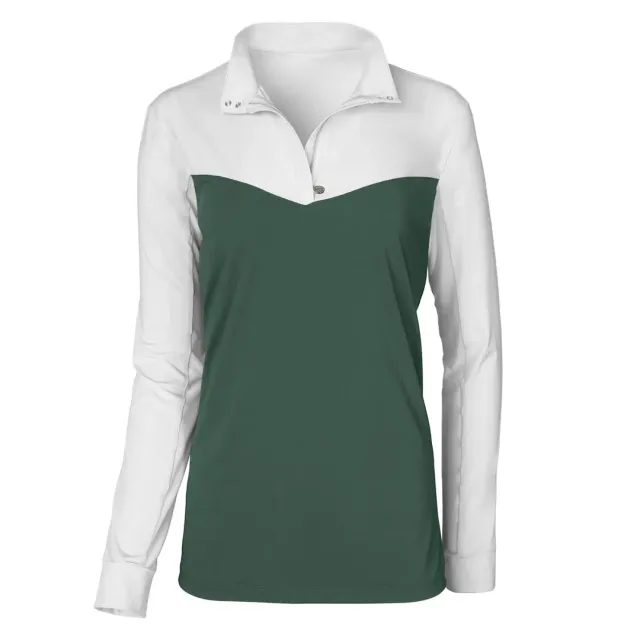 Dapplebay Lady 1/4 Zip Show wedstrijdshirt wit/evergreen
