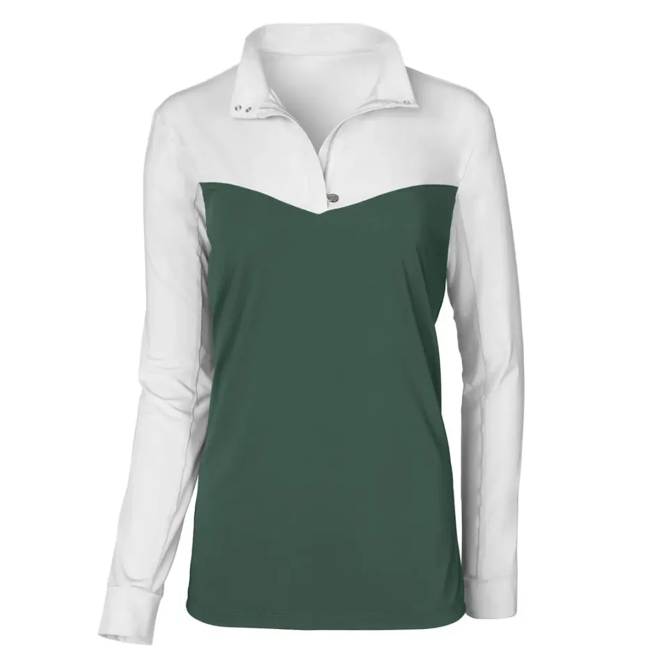 Dapplebay Lady 1/4 Zip Show wedstrijdshirt wit/evergreen