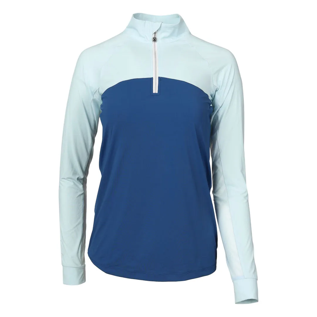 Dapplebay Lady 1/4 zip rijtop lichtblauw navy XL