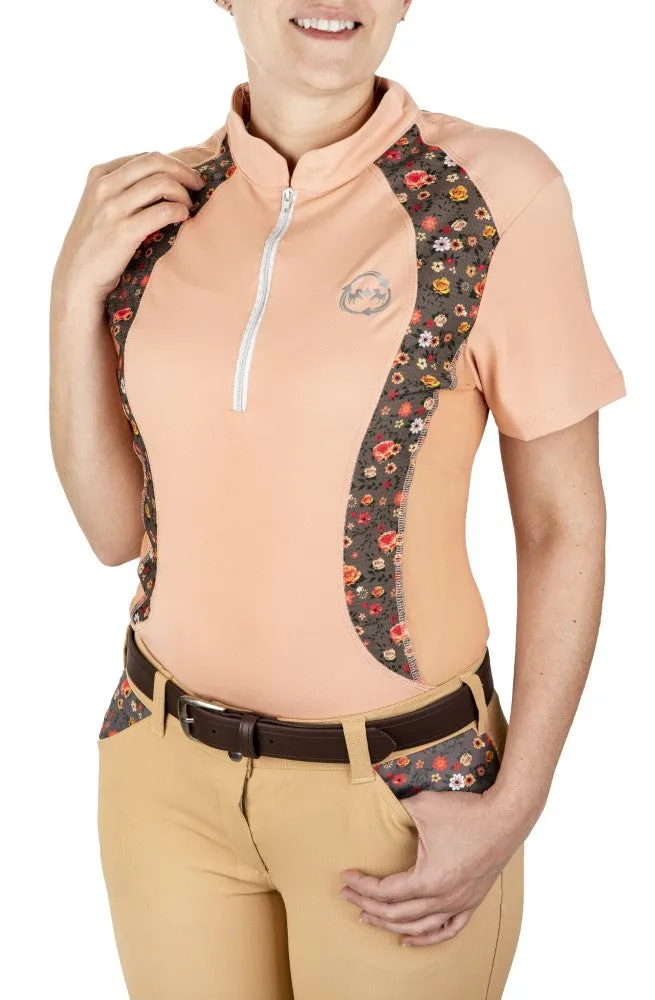 EcoRider Shelby dames sportshirt korte mouw bloemen