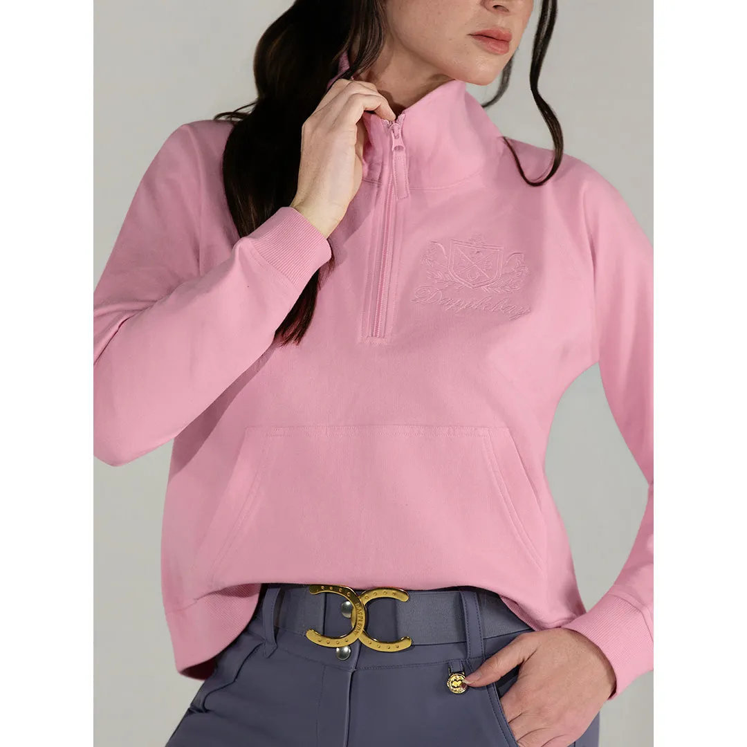 Dapplebay Crest halve zip trui ballet pink French terry