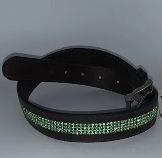 Equine Couture Bling Leather riem havana jade strass