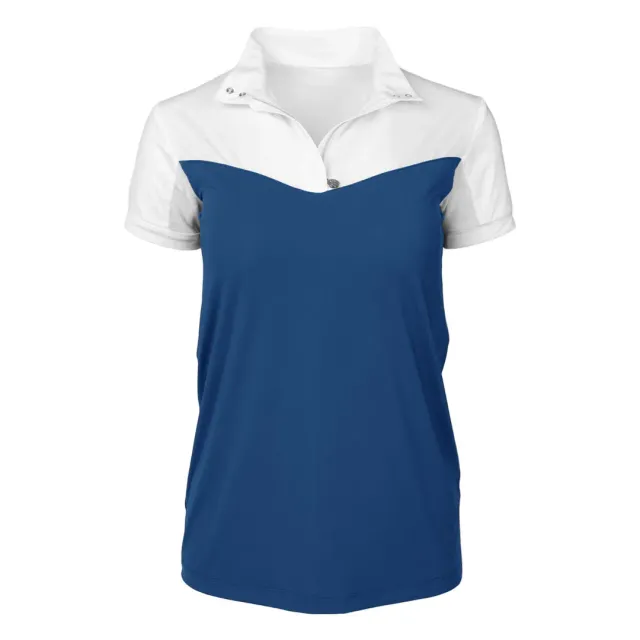 Dapplebay Lady 1/4 Zip wedstrijdshirt wit navy korte mouw