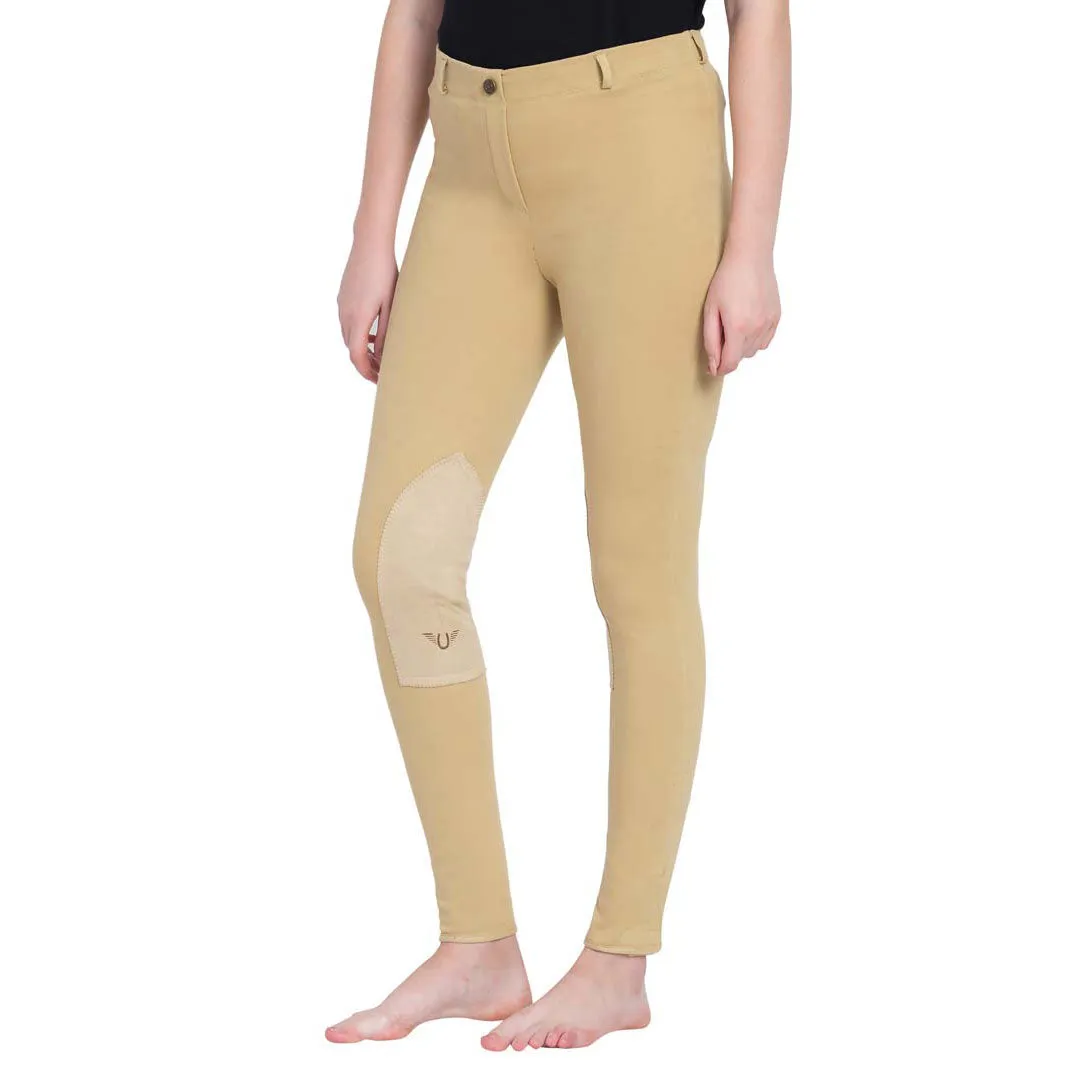 TuffRider Cotton Pull-On Knee Patch rijbroek zwart plus size