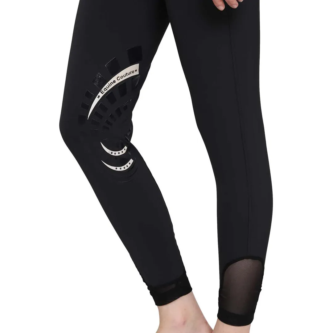 Equine Couture Malta dames rijbroek zwart kniepatches