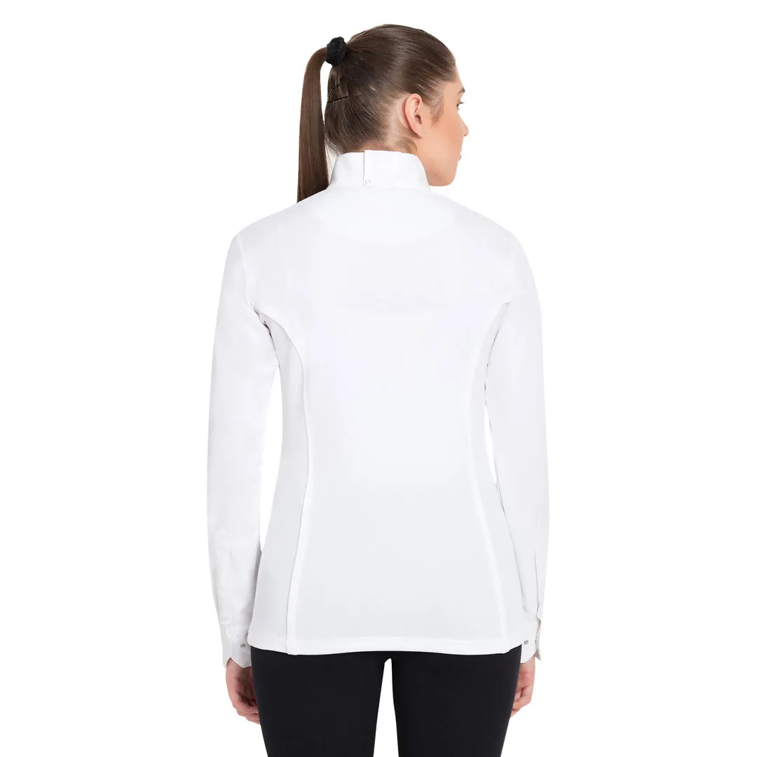 TuffRider Kirby Kwik Dry wedstrijdshirt lange mouw wit/wit