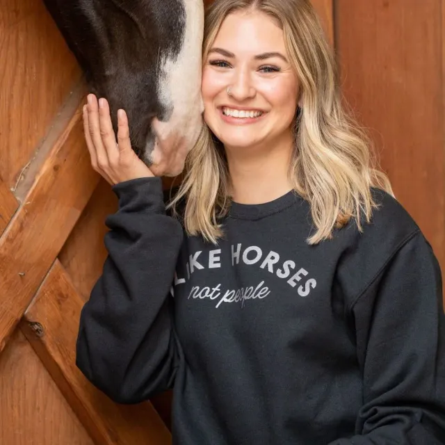 Dapplebay I Like Horses sweater zwart katoenmix
