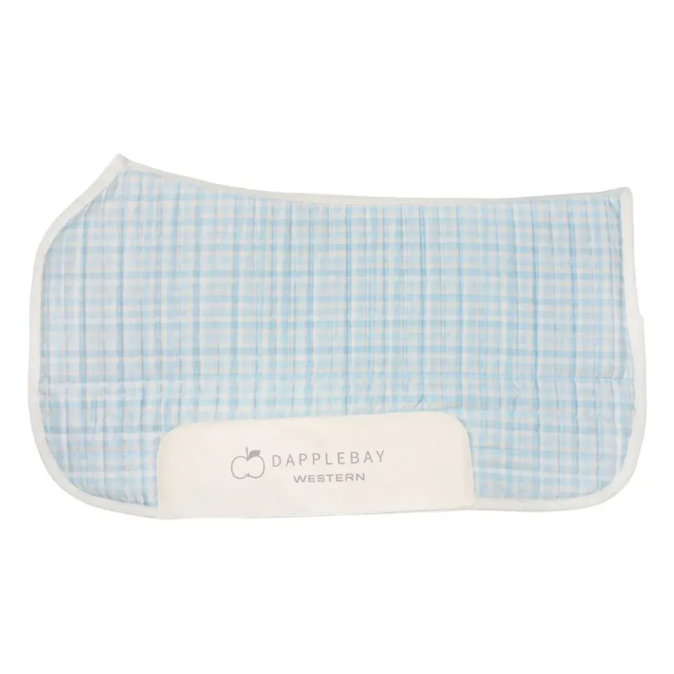 Dapplebay Gingham western zadelpad blauw/wit vilt