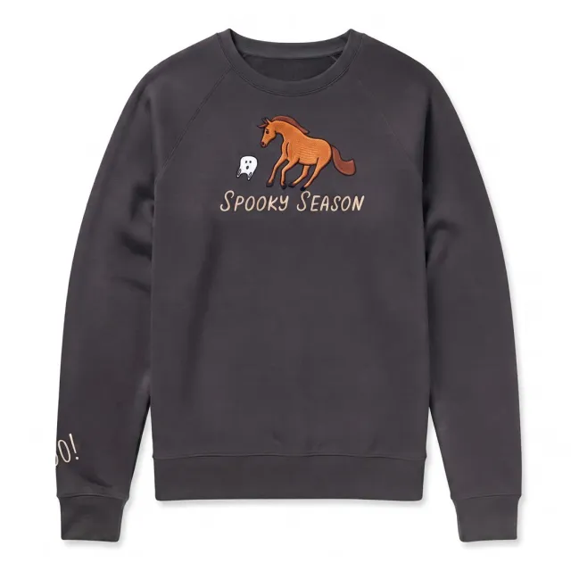 Dapplebay Spooky Season kindersweater charcoal 6-7 borduur