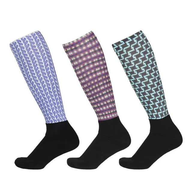 Equine Couture Lola rijsokken 3-pack blauw mix stretch