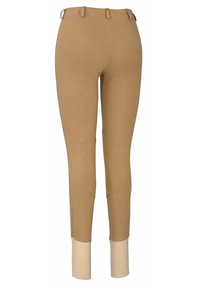TuffRider Ladies Cotton Lowrise Pull-On Knee Patch rijbroek zwart katoen