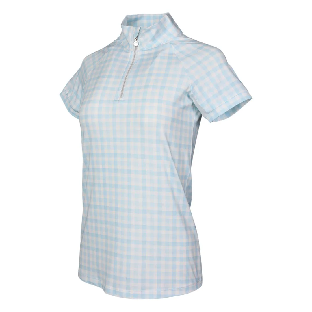 Dapplebay Gingham 1/4 Zip rijtop blauw/wit