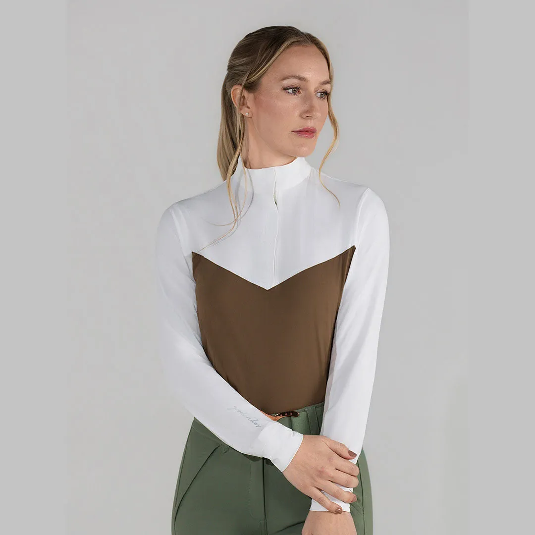 Dapplebay Lady 1/4 zip showshirt lange mouw balletroze wit
