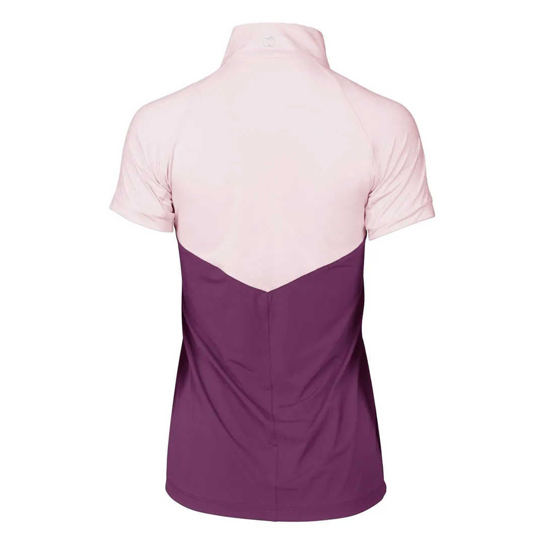Dapplebay Lady 1/4 Zip rijshirt korte mouw Lichtroze Pruim