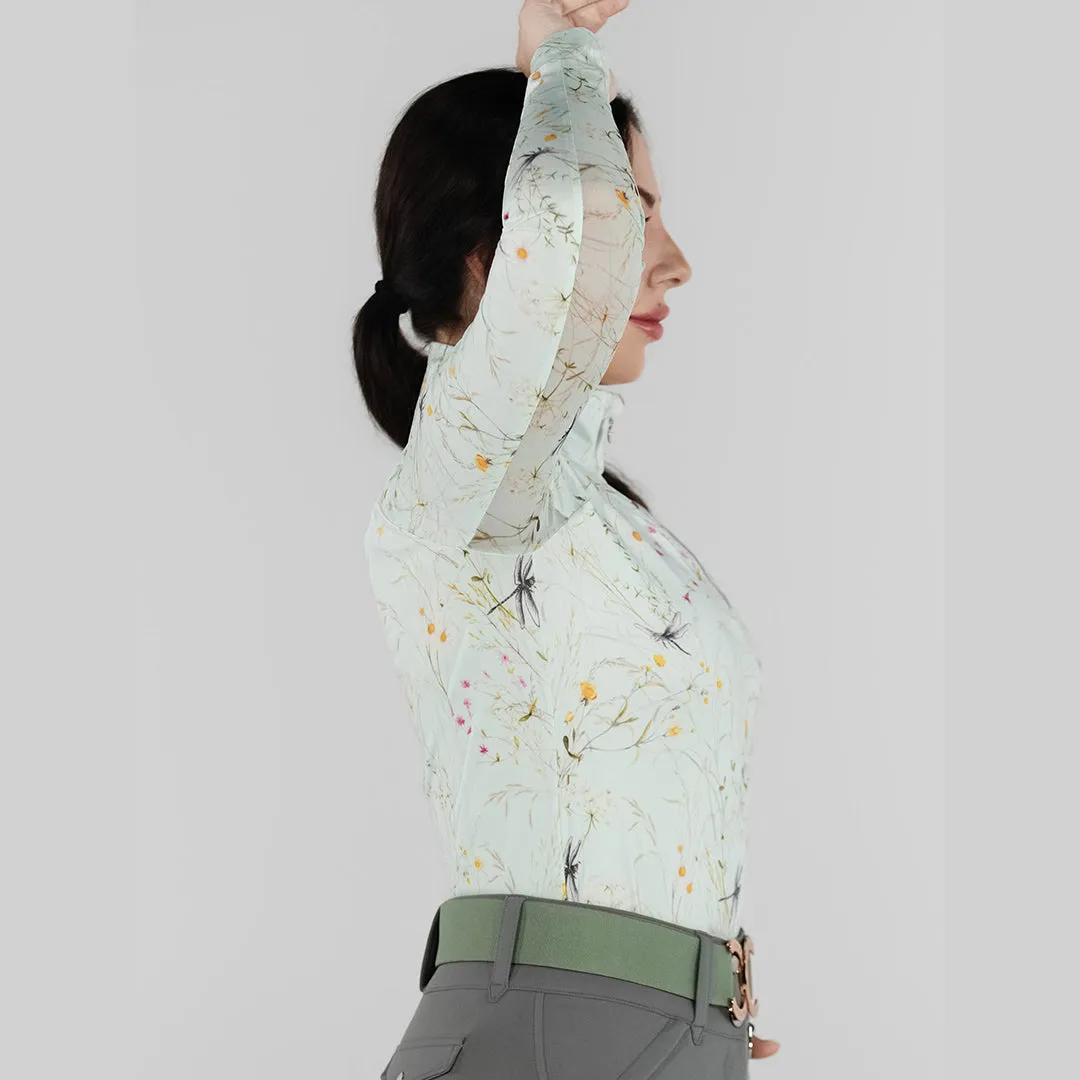 Dapplebay Dragonfly Meadow 1/4 Zip rijshirt groen lichtgewicht