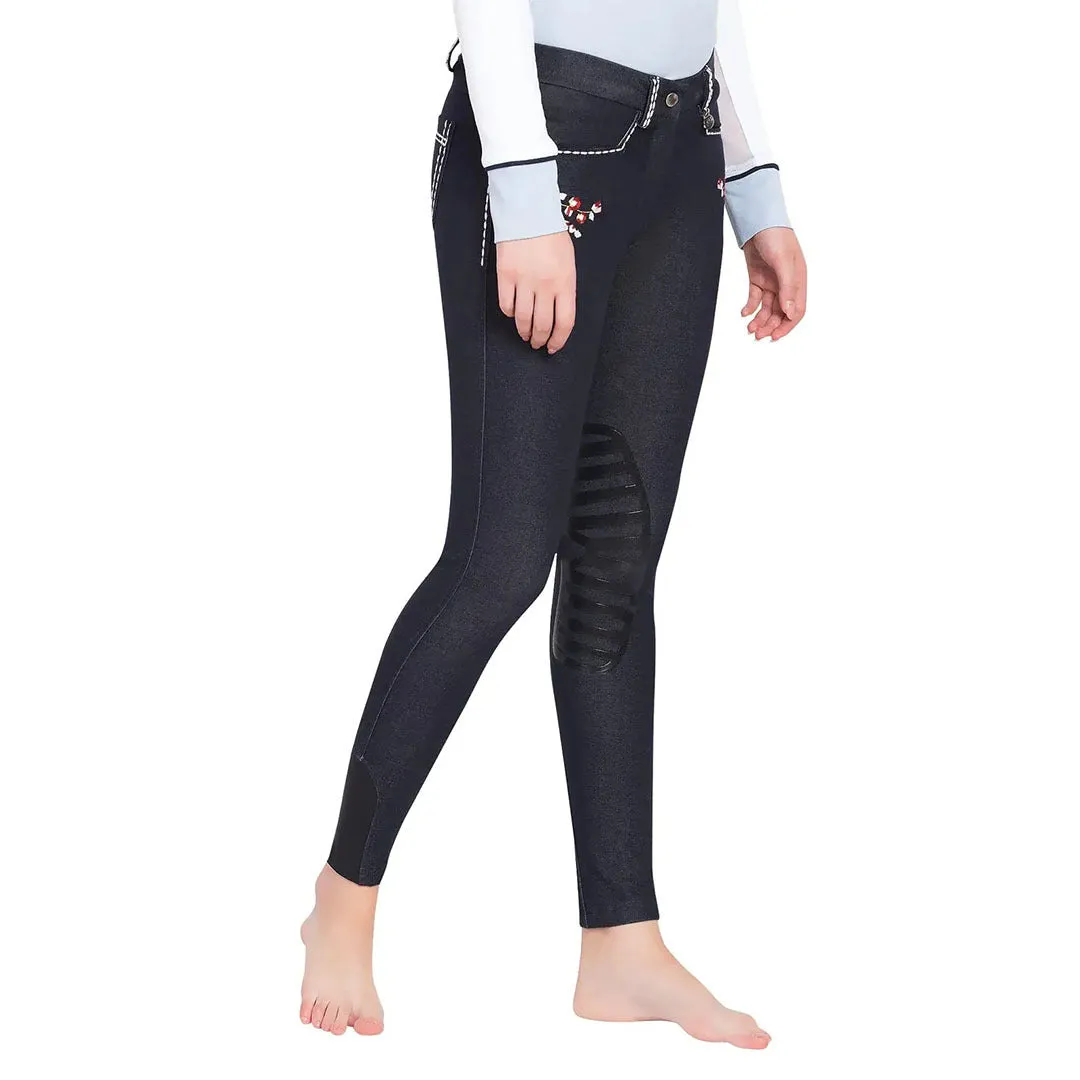 Equine Couture Alice denim rijbroek dames navy geborduurd