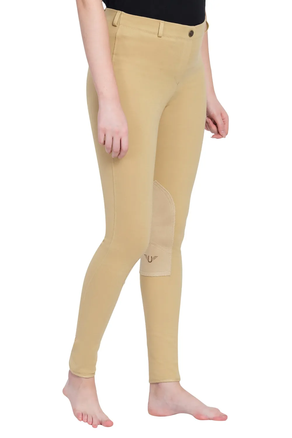 TuffRider Cotton Pull-On Knee Patch rijbroek zwart plus size