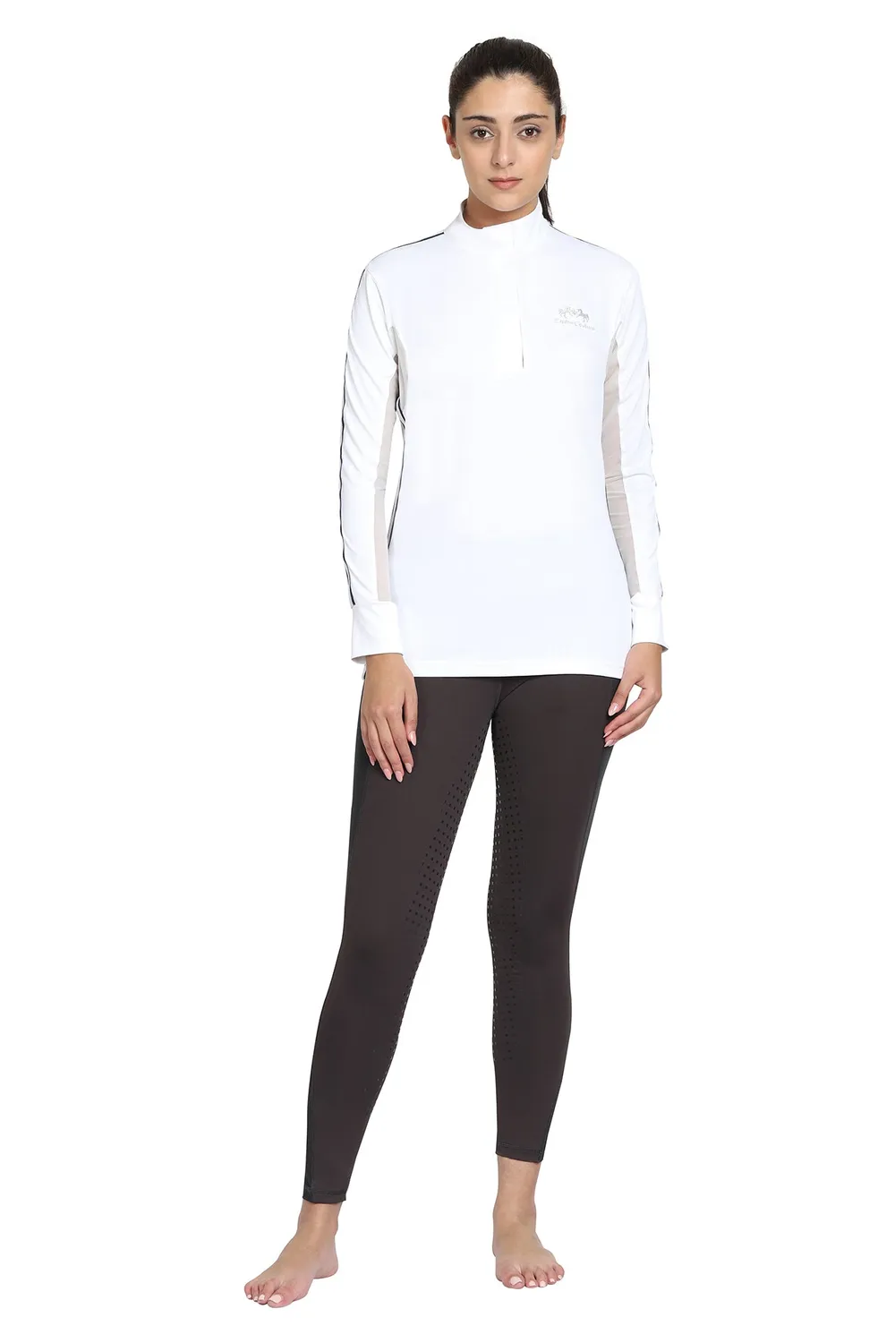Equine Couture Eliana wedstrijdshirt dames wit mesh lange mouw