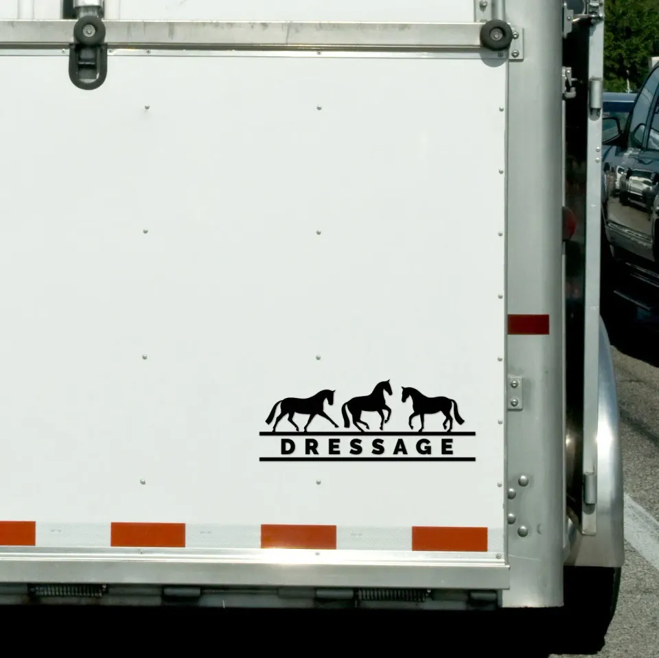 Dapplebay Dressage vinyl decal sticker zwart STD trailerproof