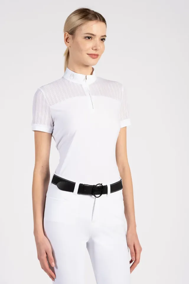 Vestrum Michigan wedstrijdblouse dames beige opstaand kraag
