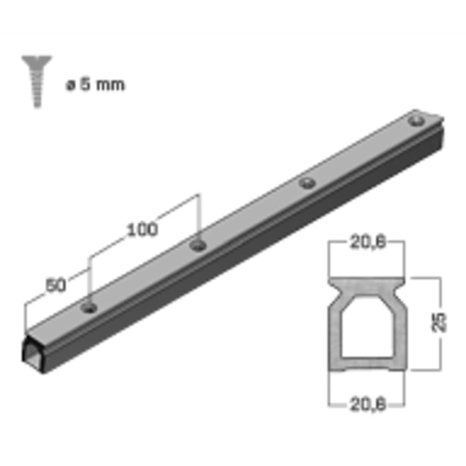 HS Sprenger travellerrail hoog aluminium rail