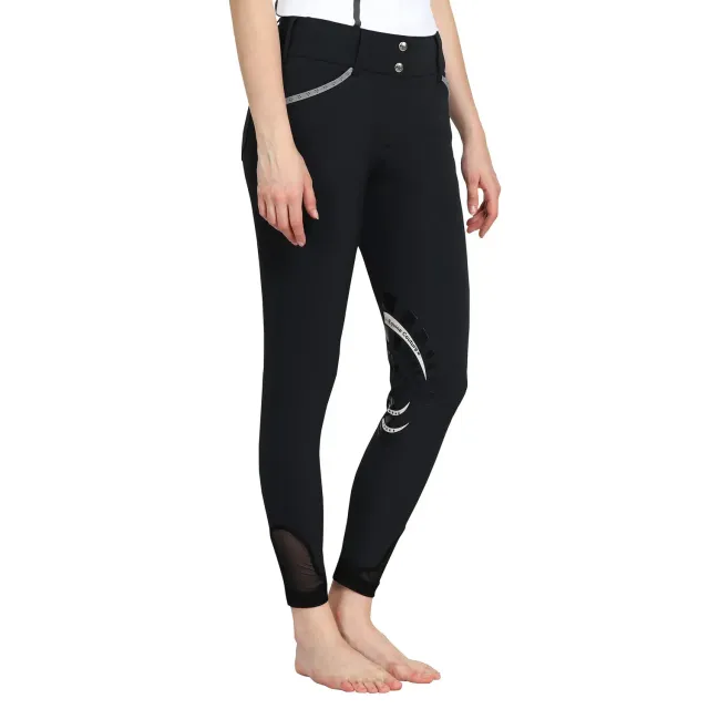 Equine Couture Malta dames rijbroek zwart kniepatches