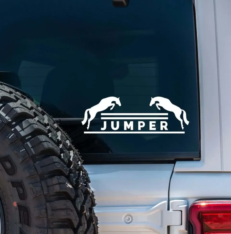 Dapplebay Jumper vinyl sticker wit springruiter