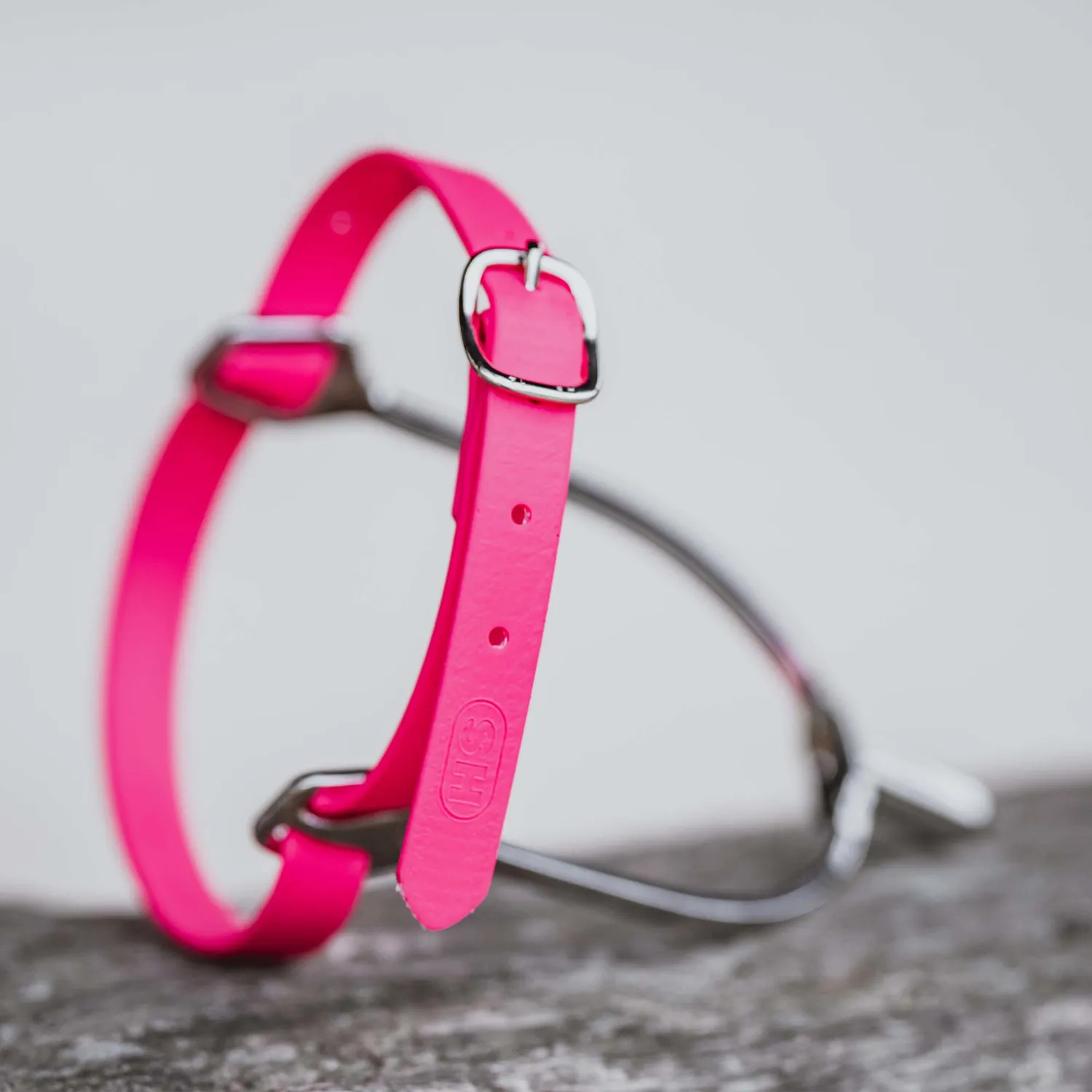 HS Sprenger Sporenriemen 45 cm BioThane Roze Zilver