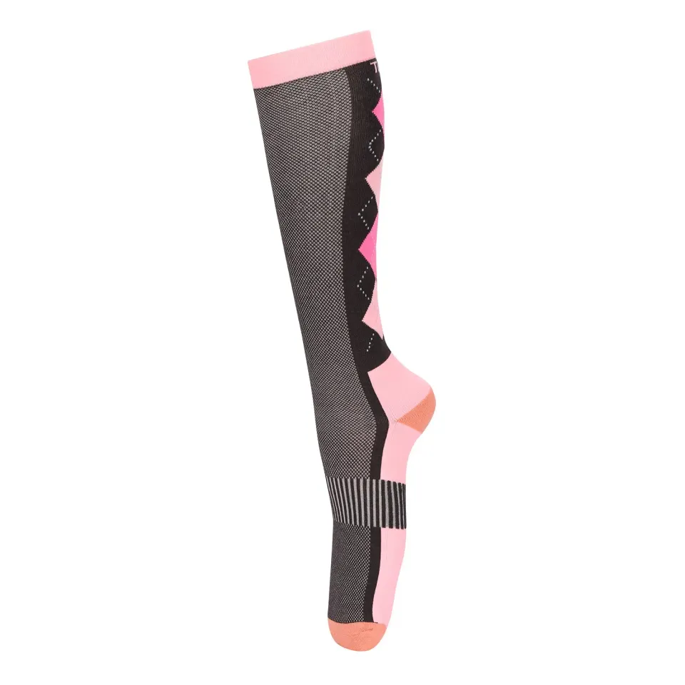 TuffRider Neon Ventilated Argyle rijsokken neon peach