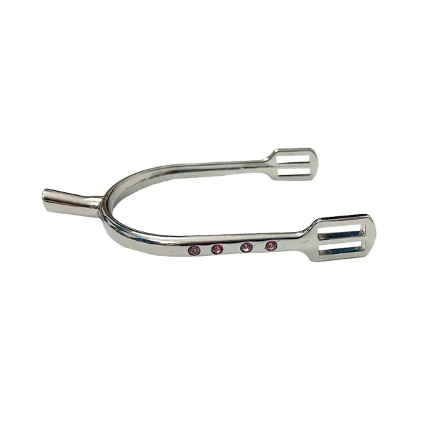 TuffRider Bling sporen zilver met roze steentjes