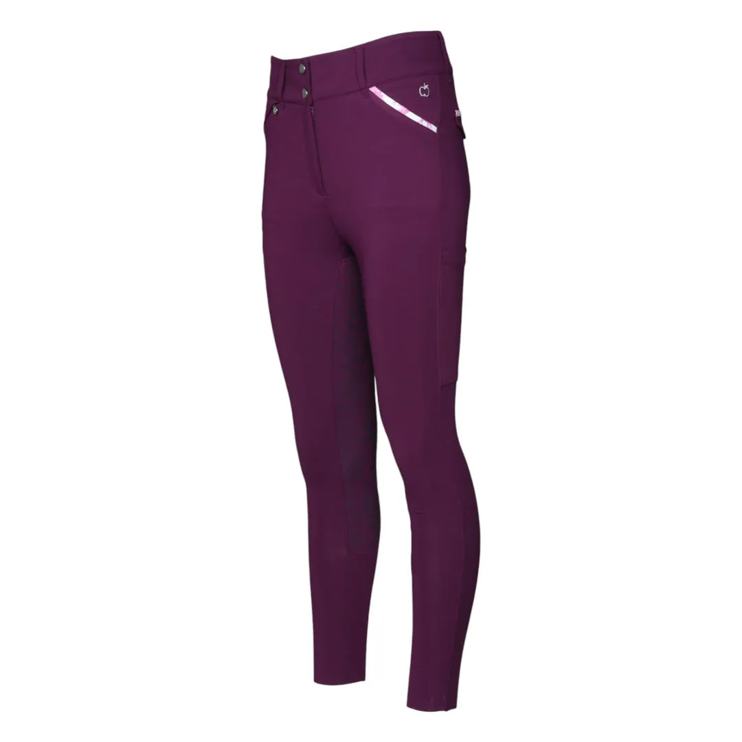 Dapplebay Toile compressie rijbroek Plum siliconen zit