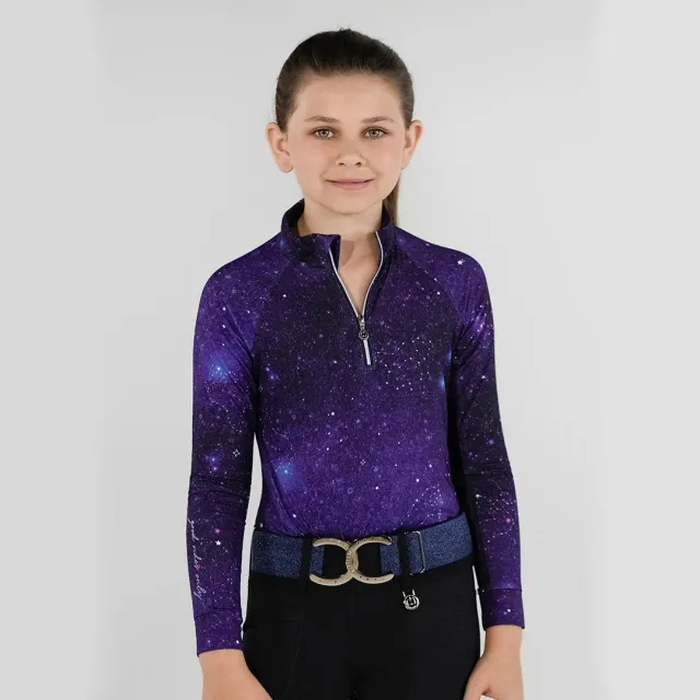 Dapplebay Constellation 1/4 Zip rijshirt kids Navy