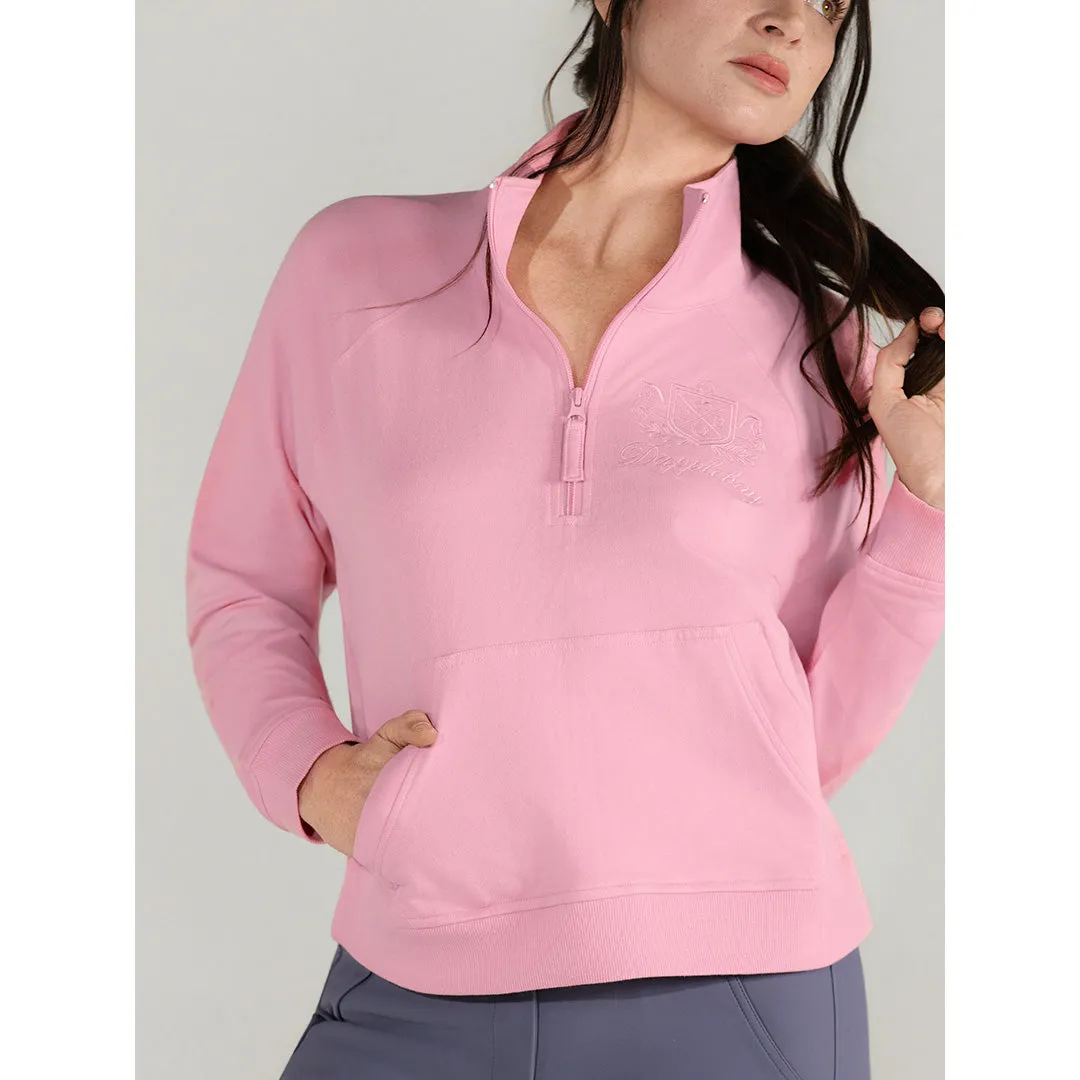 Dapplebay Crest halve zip trui ballet pink French terry