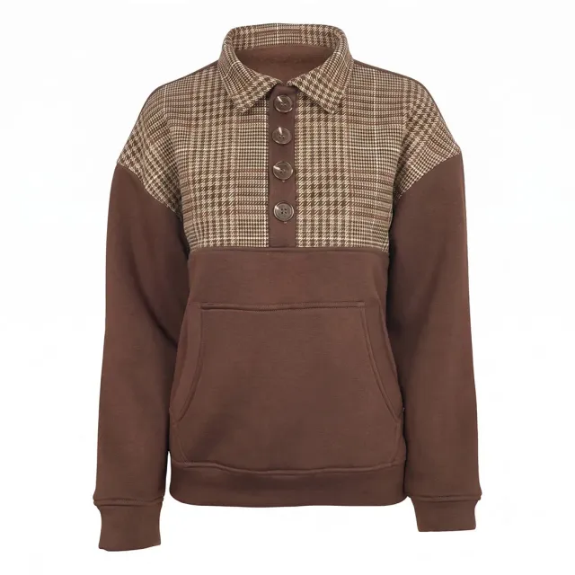 Dapplebay Heirloom pullover dames Glen Plaid 1/2 zip quilt