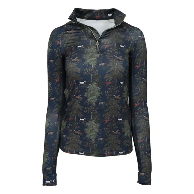 Dapplebay Autumn Toile rijshirt Navy 1/4 rits XXS