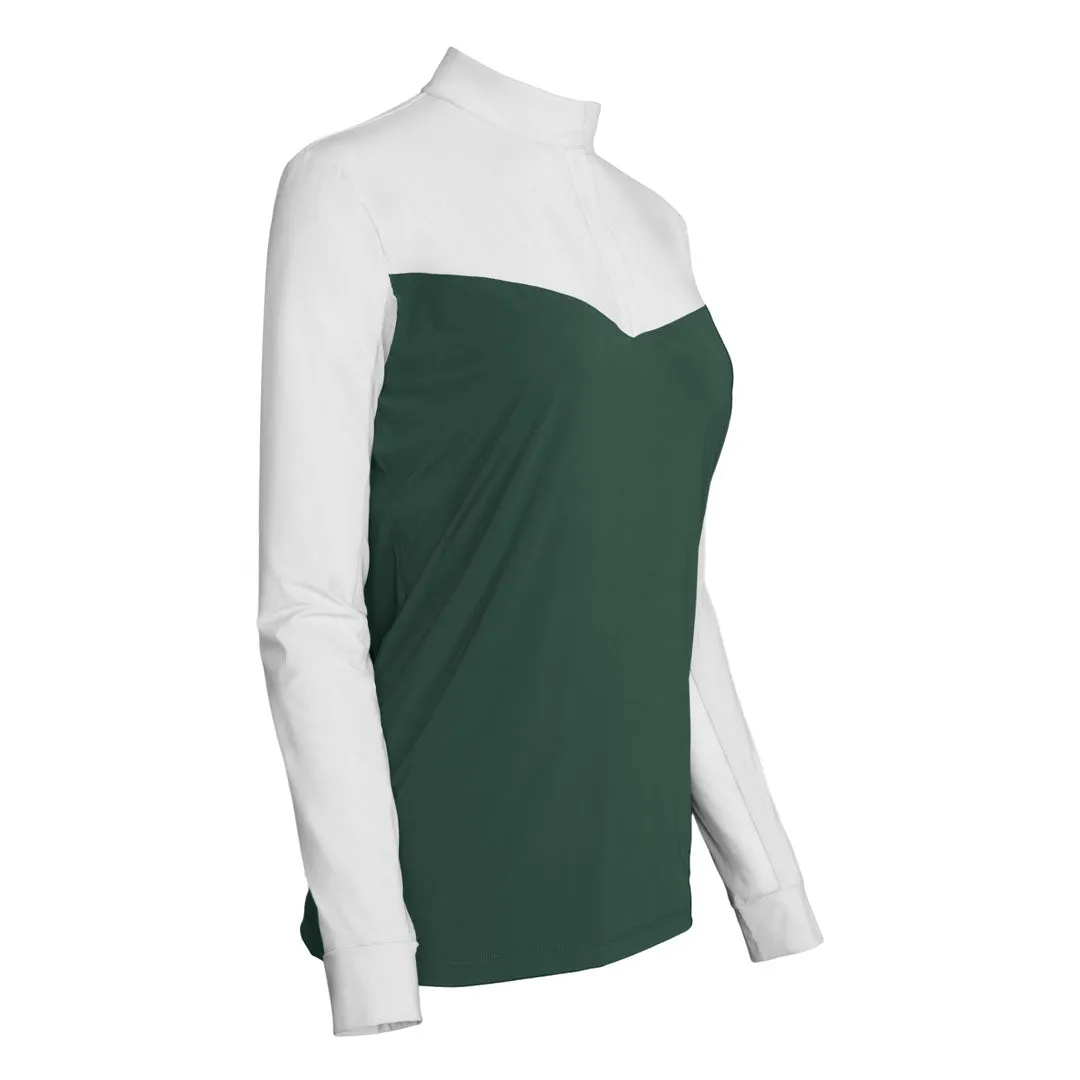 Dapplebay Lady 1/4 Zip Show wedstrijdshirt wit/evergreen