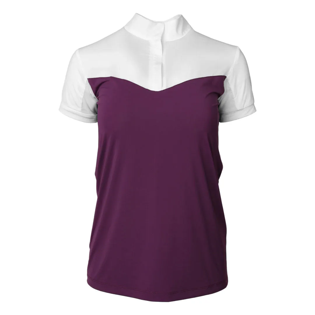 Dapplebay Lady 1/4 Zip wedstrijdshirt korte mouw wit/plum
