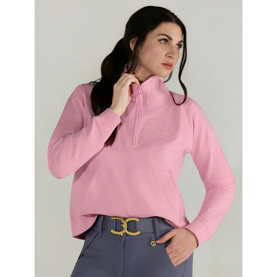 Dapplebay Crest halve zip trui ballet pink French terry