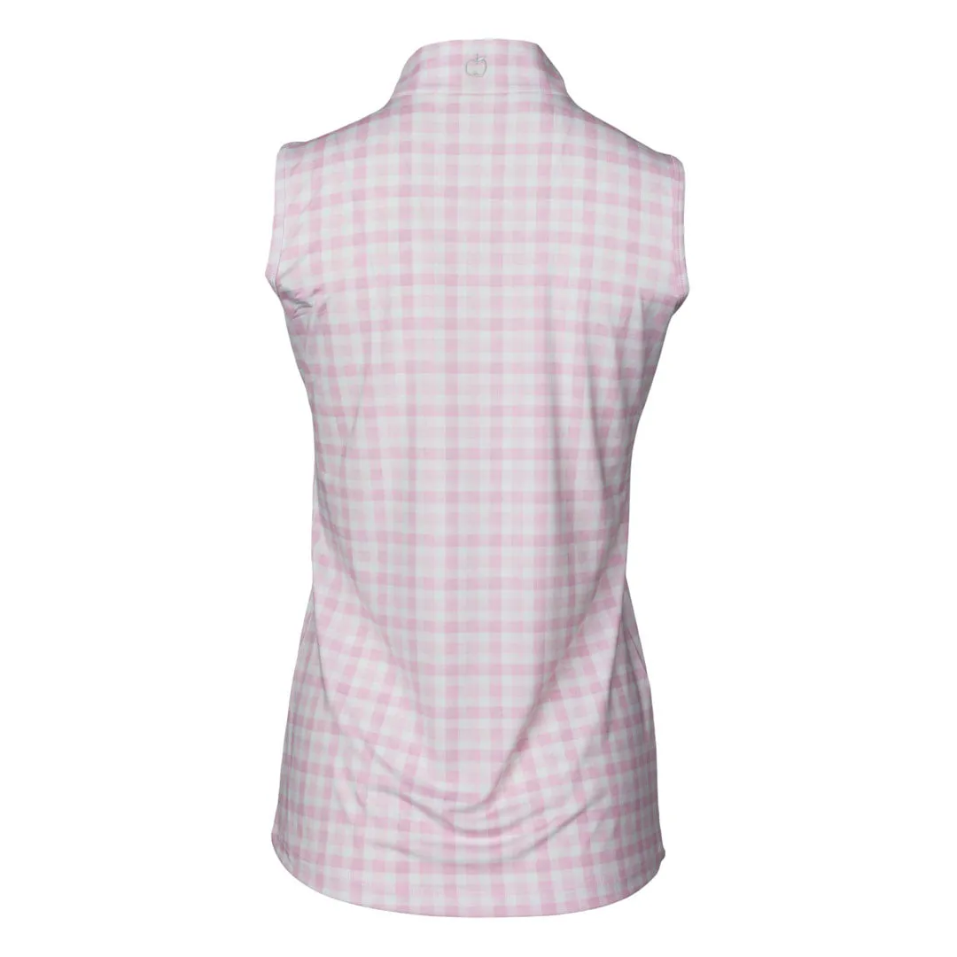 Dapplebay Gingham mouwloze rijtop roze/wit XL