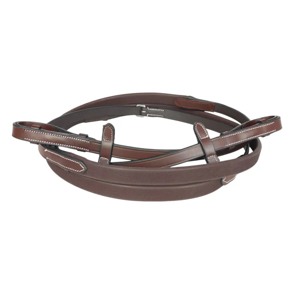 Henri de Rivel GripX Dress rubberen teugels Havana Horse antislip