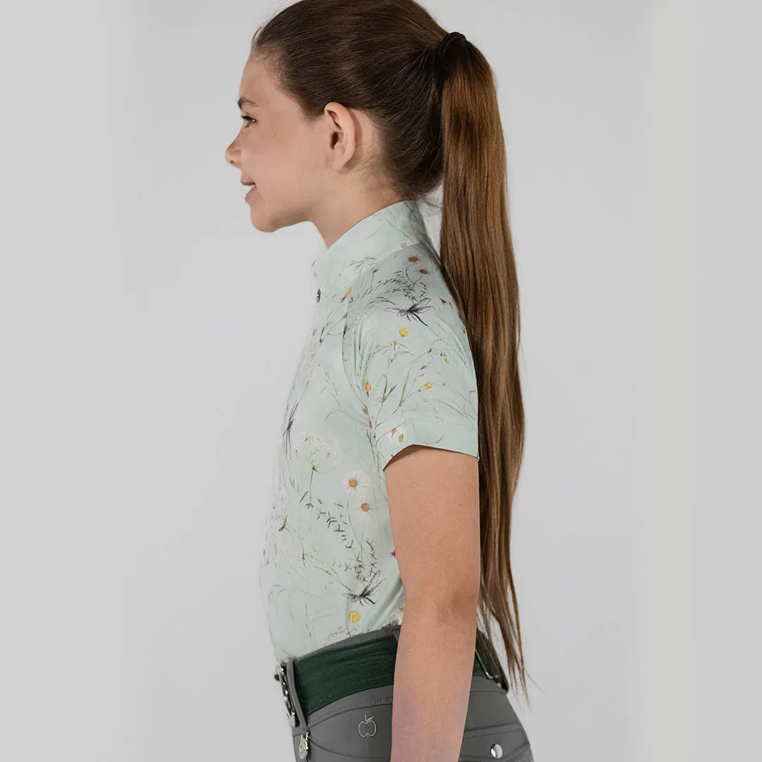 Dapplebay Dragonfly Meadow kinder rijshirt groen korte mouw