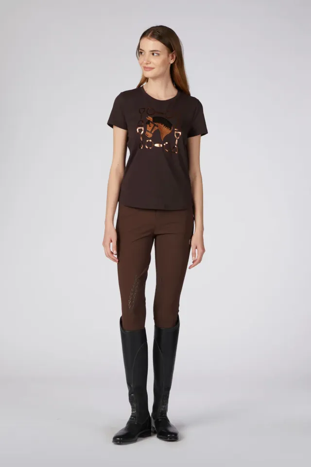 Vestrum Annacy T-shirt dames zwart katoen paardenprint
