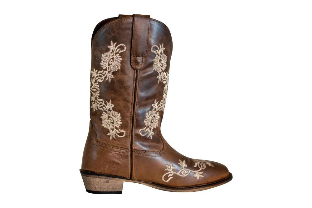 TuffRider Mormon leren westernlaarzen bruin square toe