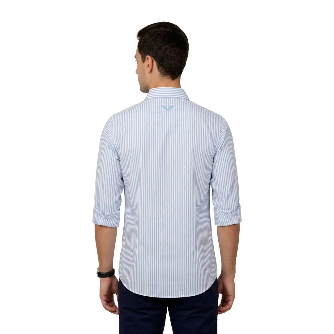TuffRider Adey overhemd heren lichtblauw streep polyester