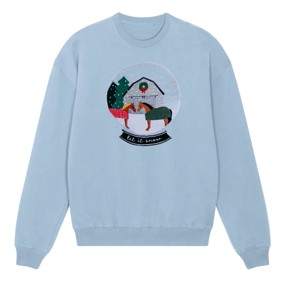 Dapplebay Let It Snow sweater lichtblauw met borduursel