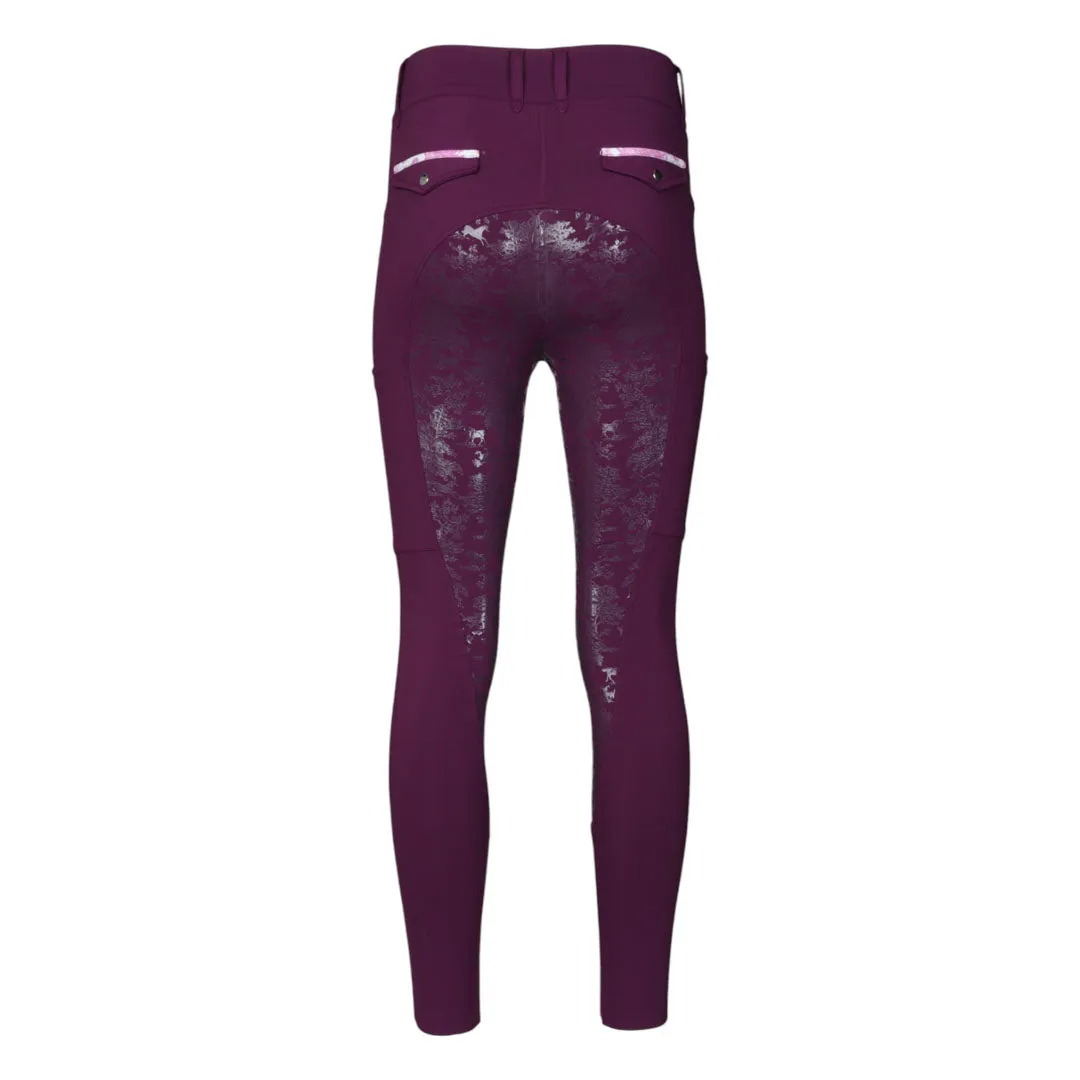 Dapplebay Toile compressie rijbroek Plum siliconen zit