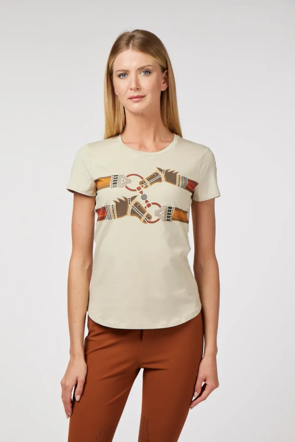 Vestrum Arborea dames T-shirt beige bi-elastic strass