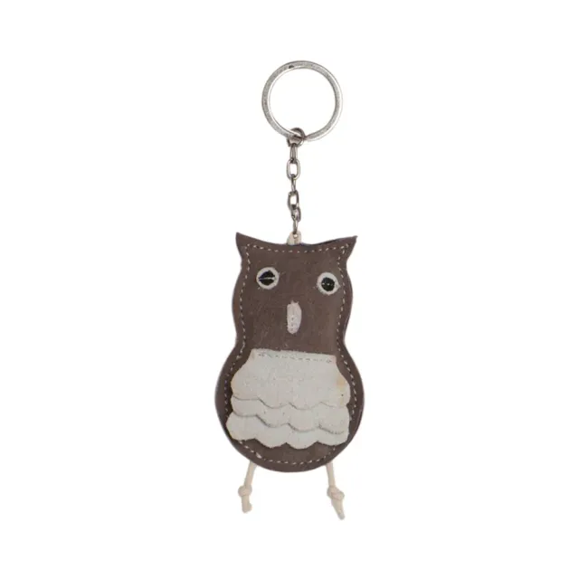 TuffRider Owl sleutelhanger grijs suède uil