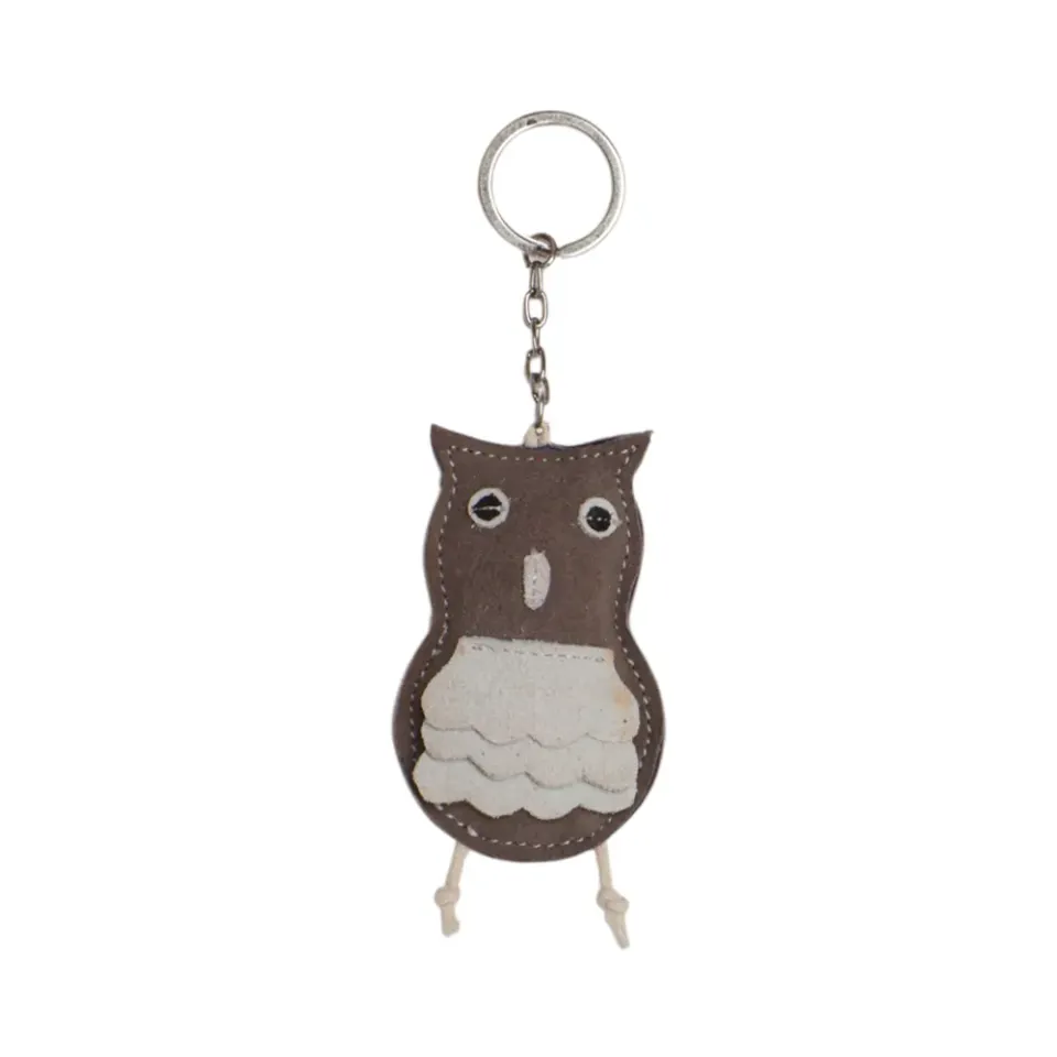 TuffRider Owl sleutelhanger grijs suède uil